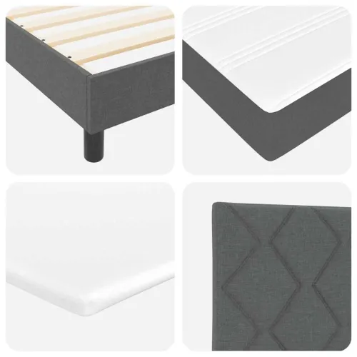 Box spring krevet Tamno siva 160 x 200 cm tkanina - Tamno siva 160 x 200 cm Dizajn s rombovima Cijena