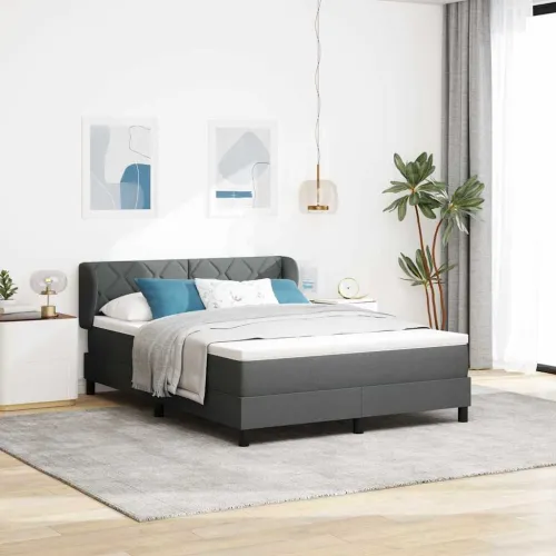 Box spring krevet Tamno siva 160 x 200 cm tkanina - Tamno siva 160 x 200 cm Dizajn s rombovima Cijena