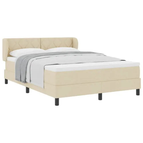 Box spring krevet s uzglavljem Krema 160 x 200 cm tkanina - Krema 160 x 200 cm Dizajn s rombovima Cijena