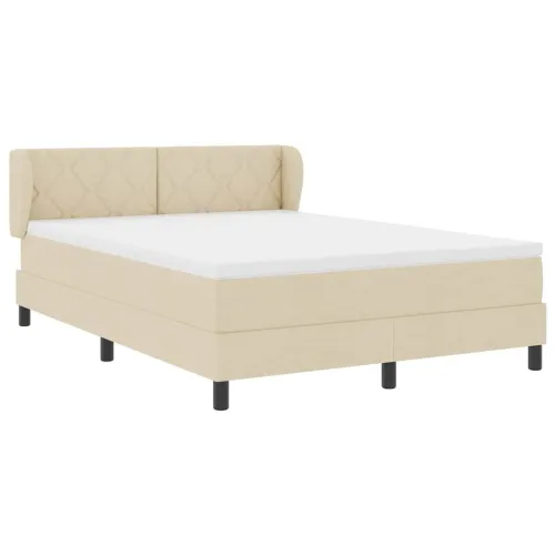 Box spring krevet s uzglavljem Krema 160 x 200 cm tkanina - Krema 160 x 200 cm Dizajn s rombovima Cijena