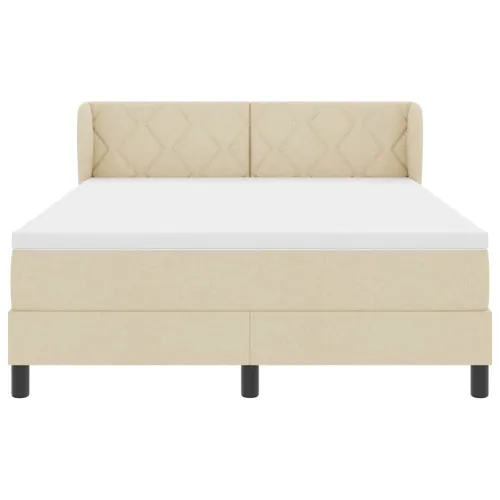 Box spring krevet s uzglavljem Krema 160 x 200 cm tkanina - Krema 160 x 200 cm Dizajn s rombovima Cijena