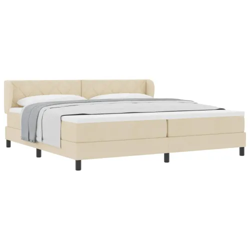 Box spring krevet s uzglavljem Krema 200 x 200 cm tkanina - Krema 200 x 200 cm Dizajn s rombovima Cijena