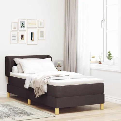 Box spring krevet Tamno smeđa 90 x 200 cm tkanina - Tamno smeđa 90 x 200 cm Prošiveno gumbima Cijena