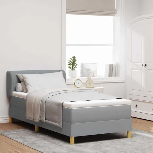 Box spring krevet Svjetlosiva 100 x 200 cm tkanina - Svjetlosiva 100 x 200 cm Prošiveno gumbima Cijena