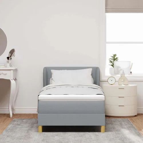 Box spring krevet Svjetlosiva 100 x 200 cm tkanina - Svjetlosiva 100 x 200 cm Prošiveno gumbima Cijena