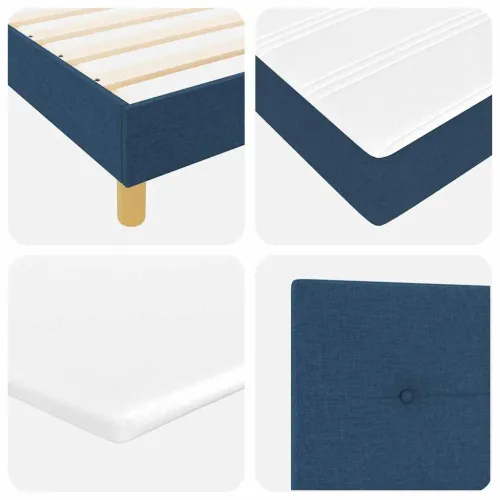 Box spring krevet s uzglavljem Plava 100 x 200 cm tkanina - Plava 100 x 200 cm Prošiveno gumbima Cijena