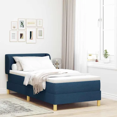 Box spring krevet s uzglavljem Plava 100 x 200 cm tkanina - Plava 100 x 200 cm Prošiveno gumbima Cijena