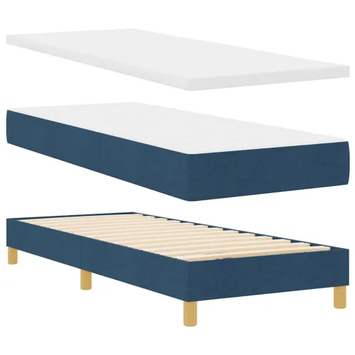Box spring krevet s uzglavljem Plava 80 x 200 cm tkanina - Plava 80 x 200 cm Dizajn s rombovima Cijena