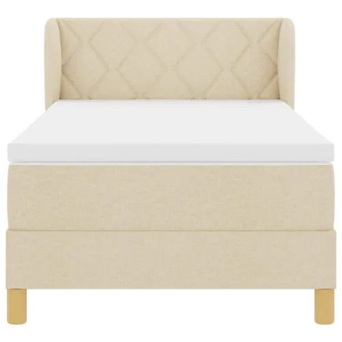 Box spring krevet s uzglavljem Krema 100 x 200 cm tkanina - Krema 100 x 200 cm Dizajn s rombovima Cijena