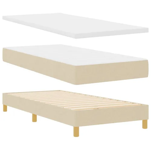Box spring krevet s uzglavljem Krema 100 x 200 cm tkanina - Krema 100 x 200 cm Dizajn s rombovima Cijena