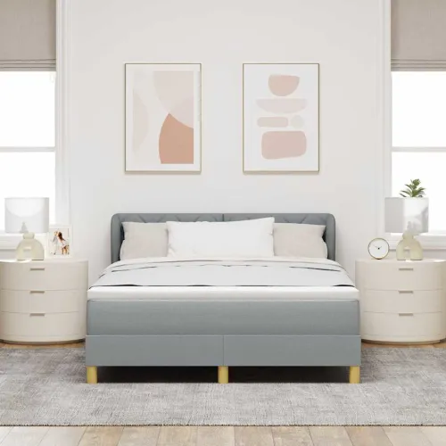 Box spring krevet Svjetlosiva 160 x 200 cm tkanina - Svjetlosiva 160 x 200 cm Dizajn s rombovima Cijena