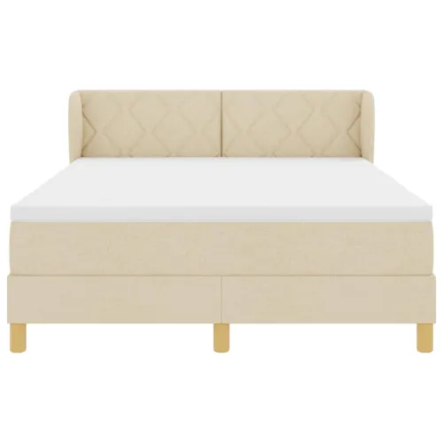 Box spring krevet s uzglavljem Krema 160 x 200 cm tkanina - Krema 160 x 200 cm Dizajn s rombovima Cijena
