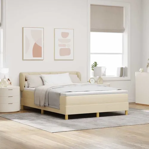 Box spring krevet s uzglavljem Krema 160 x 200 cm tkanina - Krema 160 x 200 cm Dizajn s rombovima Cijena