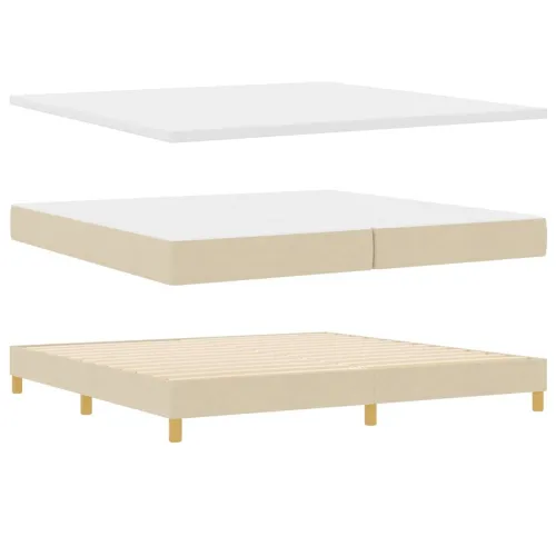 Box spring krevet s uzglavljem Krema 200 x 200 cm tkanina - Krema 200 x 200 cm Dizajn s rombovima Cijena