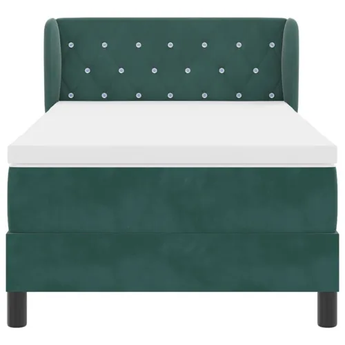 Box spring krevet Tamnozelena 100 x 200 cm Baršun - Tamnozelena 100 x 200 cm Kristal s dugmadima Cijena