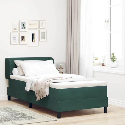 Box spring krevet Tamnozelena 100 x 200 cm Baršun - Tamnozelena 100 x 200 cm Kristal s dugmadima Cijena