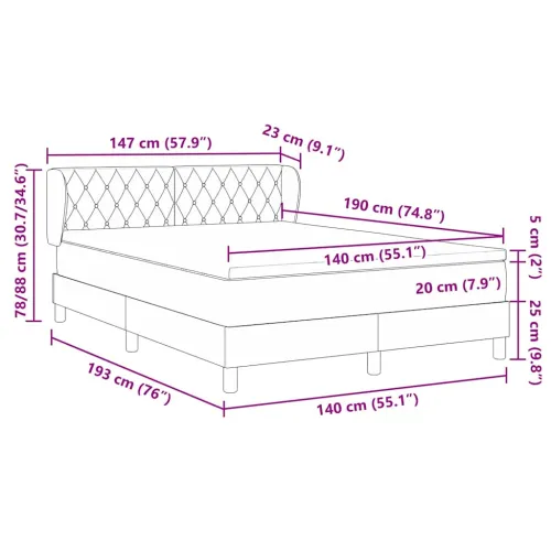 Box spring krevet Tamno siva 140 x 190 cm Baršun - Tamno siva 140 x 190 cm Kristal s dugmadima Cijena