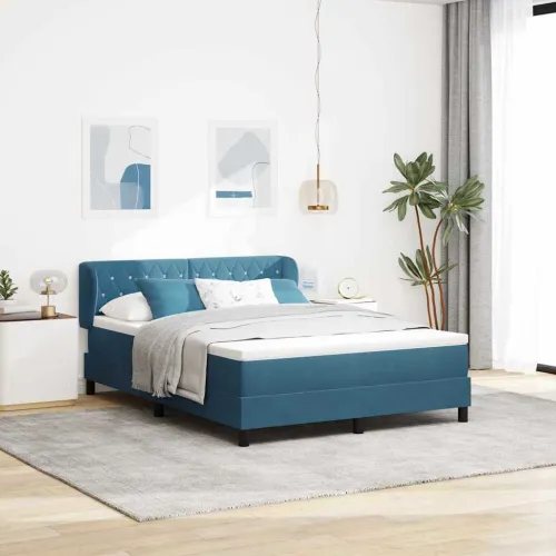Box spring krevet Tamno plava 140 x 200 cm Baršun - Tamno plava 140 x 200 cm Kristal s dugmadima Cijena