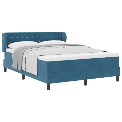 Box spring krevet Tamno plava 140 x 200 cm Baršun - Tamno plava 140 x 200 cm Kristal s dugmadima Cijena