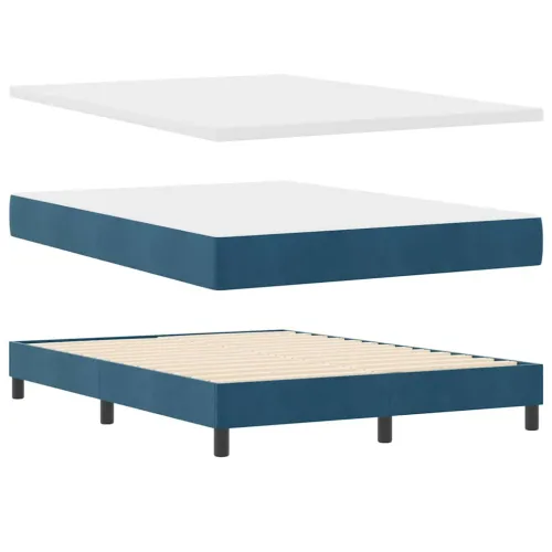 Box spring krevet Tamno plava 140 x 200 cm Baršun - Tamno plava 140 x 200 cm Kristal s dugmadima Cijena