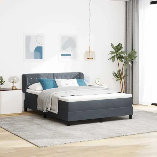 Box spring krevet Tamno siva 160 x 200 cm Baršun - Tamno siva 160 x 200 cm Kristal s dugmadima Cijena