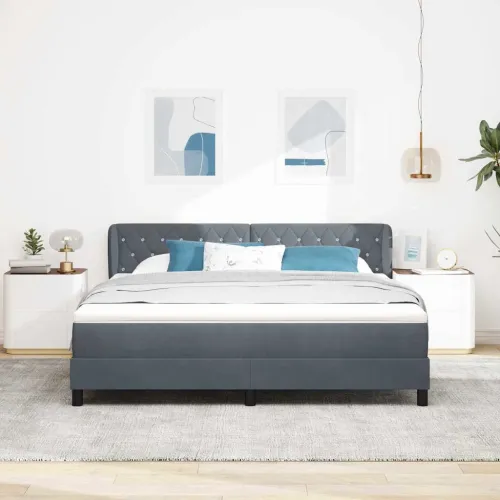 Box spring krevet Tamno siva 180 x 200 cm Baršun - Tamno siva 180 x 200 cm Kristal s dugmadima Cijena