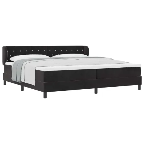 Box spring krevet s madracem Crna 200 x 200 cm Baršun - Crna 200 x 200 cm Kristal s dugmadima Cijena