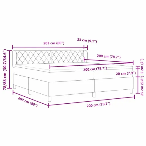 Box spring krevet s madracem Crna 200 x 200 cm Baršun - Crna 200 x 200 cm Kristal s dugmadima Cijena