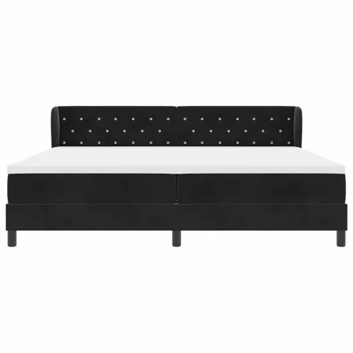 Box spring krevet s madracem Crna 200 x 200 cm Baršun - Crna 200 x 200 cm Kristal s dugmadima Cijena
