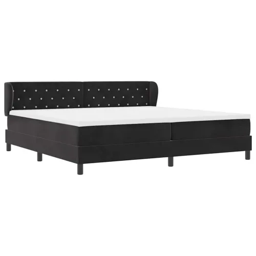 Box spring krevet s madracem Crna 200 x 200 cm Baršun - Crna 200 x 200 cm Kristal s dugmadima Cijena