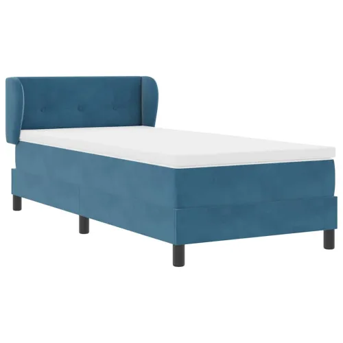 Box spring krevet Tamno plava 90 x 190 cm Baršun - Tamno plava 90 x 190 cm Prošiveno gumbima Cijena