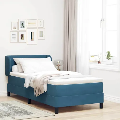 Box spring krevet Tamno plava 90 x 190 cm Baršun - Tamno plava 90 x 190 cm Prošiveno gumbima Cijena