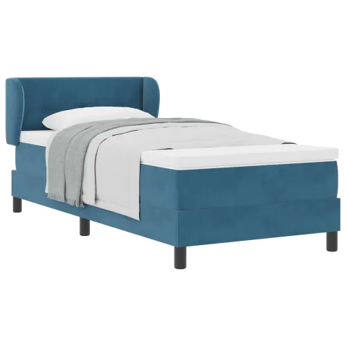 Box spring krevet Tamno plava 90 x 190 cm Baršun - Tamno plava 90 x 190 cm Prošiveno gumbima Cijena