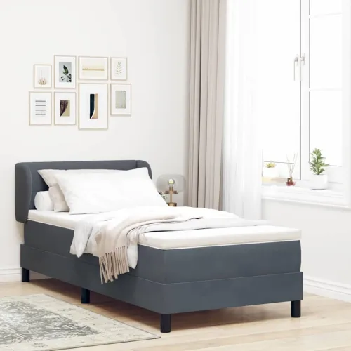 Box spring krevet Tamno siva 90 x 200 cm Baršun - Tamno siva 90 x 200 cm Prošiveno gumbima Cijena