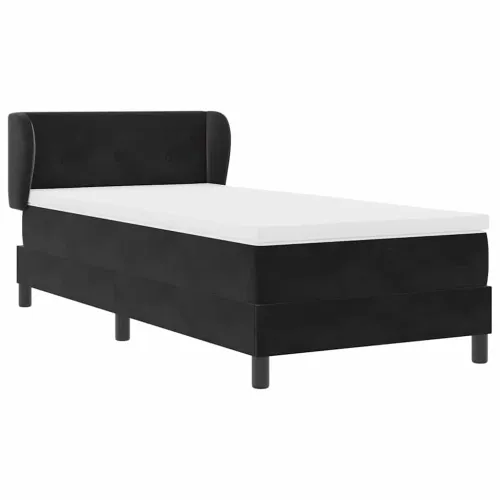 Box spring krevet s uzglavljem Crna 100 x 200 cm Baršun - Crna 100 x 200 cm Prošiveno gumbima Cijena