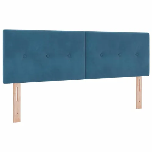 Box spring krevet Tamno plava 140 x 190 cm Baršun - Tamno plava 140 x 190 cm Prošiveno gumbima Cijena