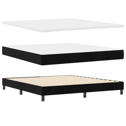 Box spring krevet s uzglavljem Crna 180 x 200 cm Baršun - Crna 180 x 200 cm Prošiveno gumbima Cijena