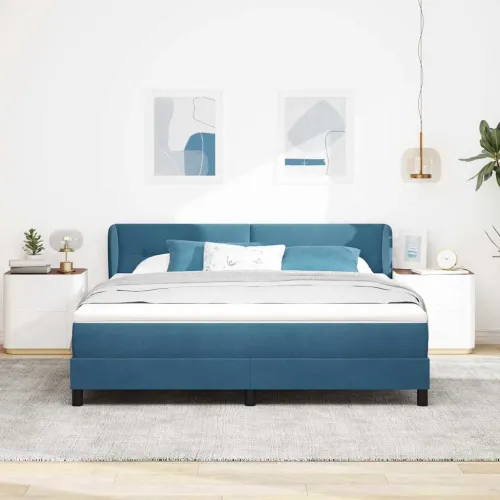 Box spring krevet Tamno plava 180 x 200 cm Baršun - Tamno plava 180 x 200 cm Prošiveno gumbima Cijena