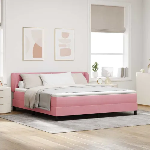 Box spring krevet Ružičasta 180 x 200 cm Baršun - Ružičasta 180 x 200 cm Prošiveno gumbima Cijena