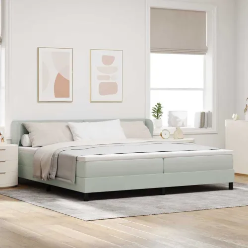 Box spring krevet Svjetlosiva 200 x 200 cm Baršun - Svjetlosiva 200 x 200 cm Prošiveno gumbima Cijena