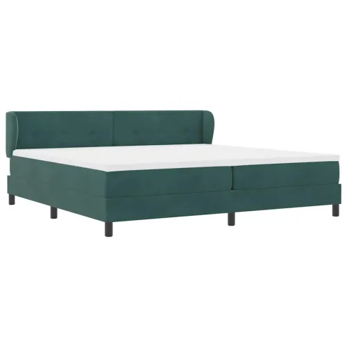 Box spring krevet Tamnozelena 200 x 200 cm Baršun - Tamnozelena 200 x 200 cm Prošiveno gumbima Cijena