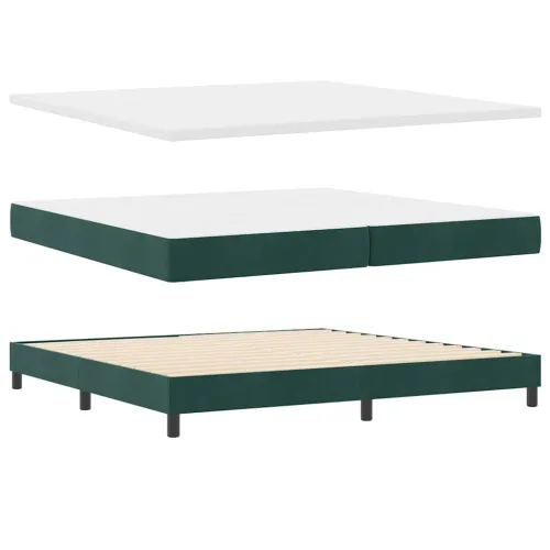 Box spring krevet Tamnozelena 200 x 200 cm Baršun - Tamnozelena 200 x 200 cm Prošiveno gumbima Cijena