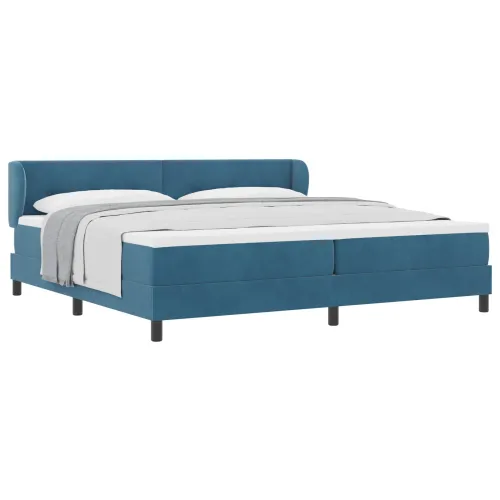 Box spring krevet Tamno plava 200 x 200 cm Baršun - Tamno plava 200 x 200 cm Prošiveno gumbima Cijena
