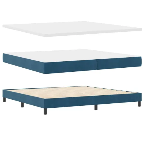 Box spring krevet Tamno plava 200 x 200 cm Baršun - Tamno plava 200 x 200 cm Prošiveno gumbima Cijena