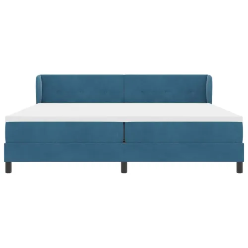 Box spring krevet Tamno plava 200 x 200 cm Baršun - Tamno plava 200 x 200 cm Prošiveno gumbima Cijena
