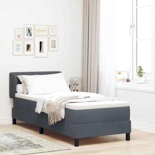 Box spring krevet Tamno siva 80 x 200 cm Baršun - Tamno siva 80 x 200 cm Dizajn s rombovima Cijena