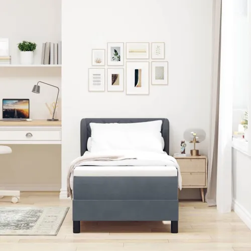 Box spring krevet Tamno siva 80 x 200 cm Baršun - Tamno siva 80 x 200 cm Dizajn s rombovima Cijena