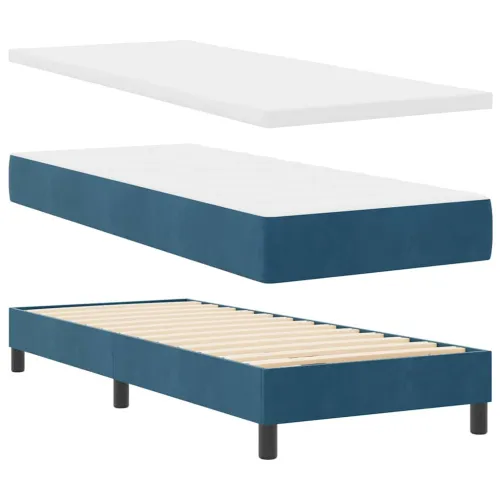 Box spring krevet Tamno plava 80 x 200 cm Baršun - Tamno plava 80 x 200 cm Dizajn s rombovima Cijena