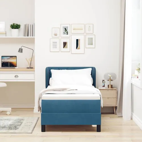 Box spring krevet Tamno plava 80 x 200 cm Baršun - Tamno plava 80 x 200 cm Dizajn s rombovima Cijena