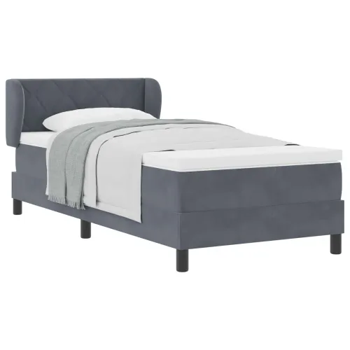 Box spring krevet Tamno siva 90 x 190 cm Baršun - Tamno siva 90 x 190 cm Dizajn s rombovima Cijena